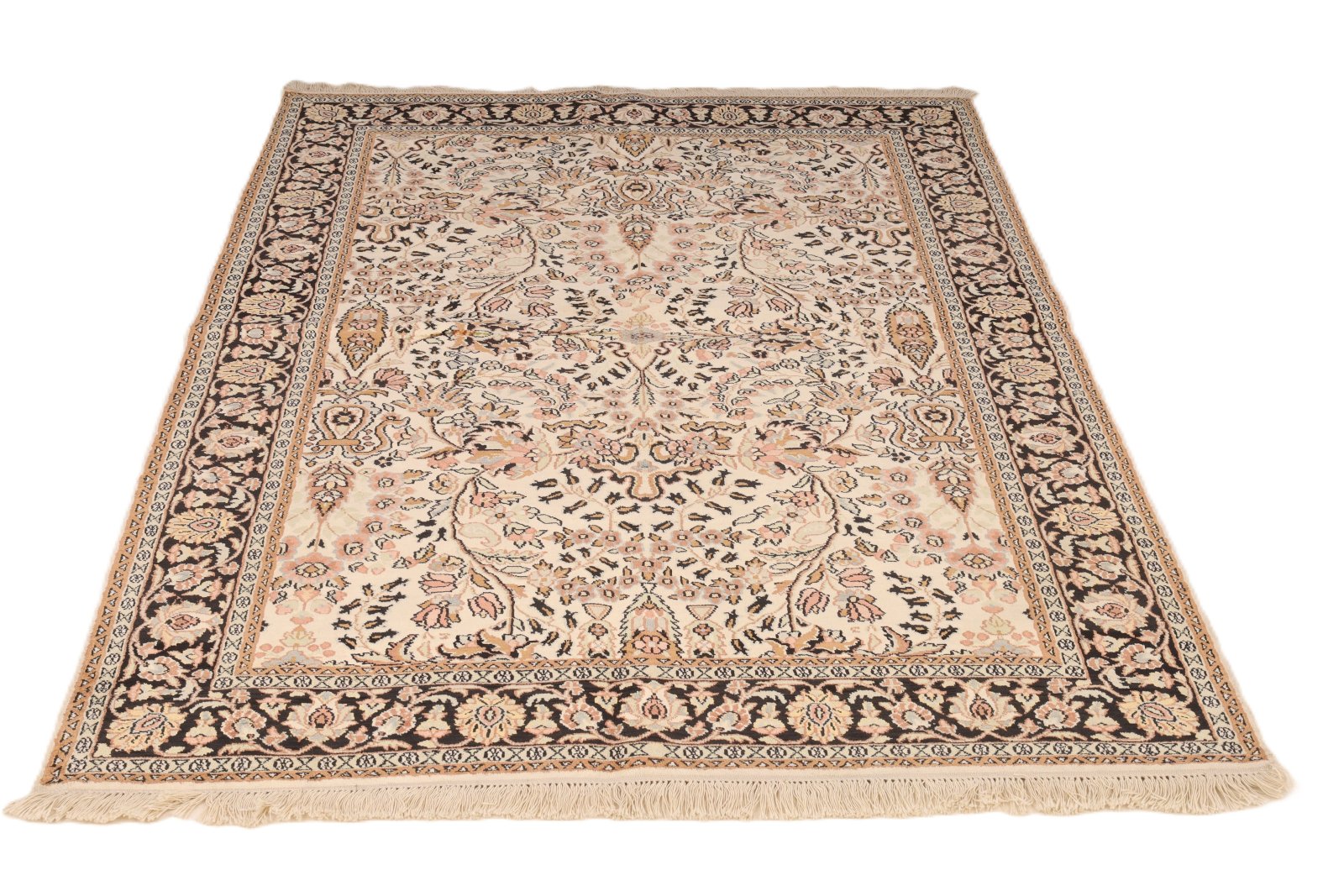 Kashmir Orientteppich 215 × 160 cm aus Seide, handgeknüpft