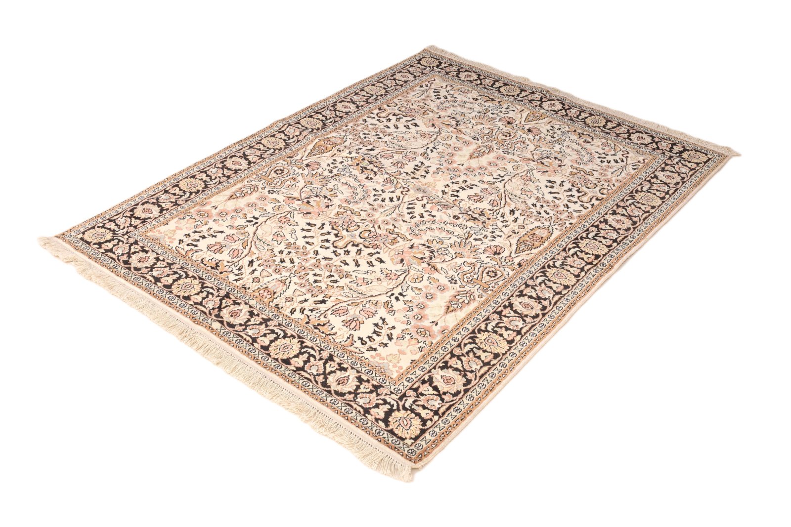 Kashmir Orientteppich 215 × 160 cm aus Seide, handgeknüpft