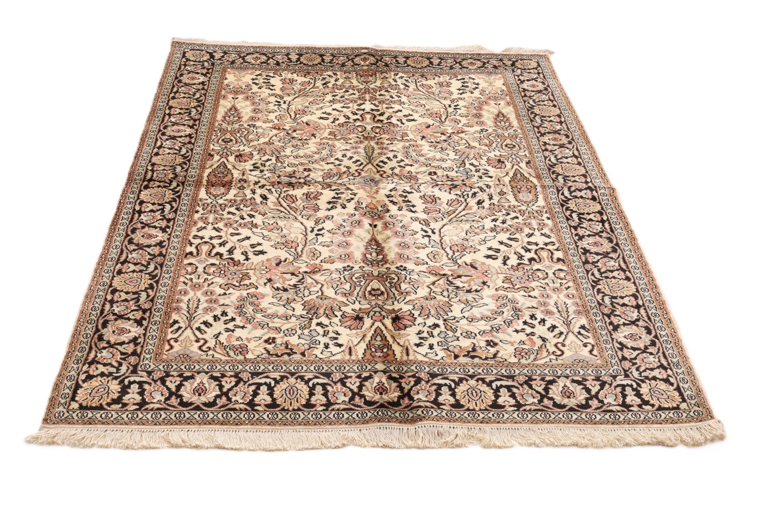 Kashmir Orientteppich 215 × 160 cm aus Seide, handgeknüpft