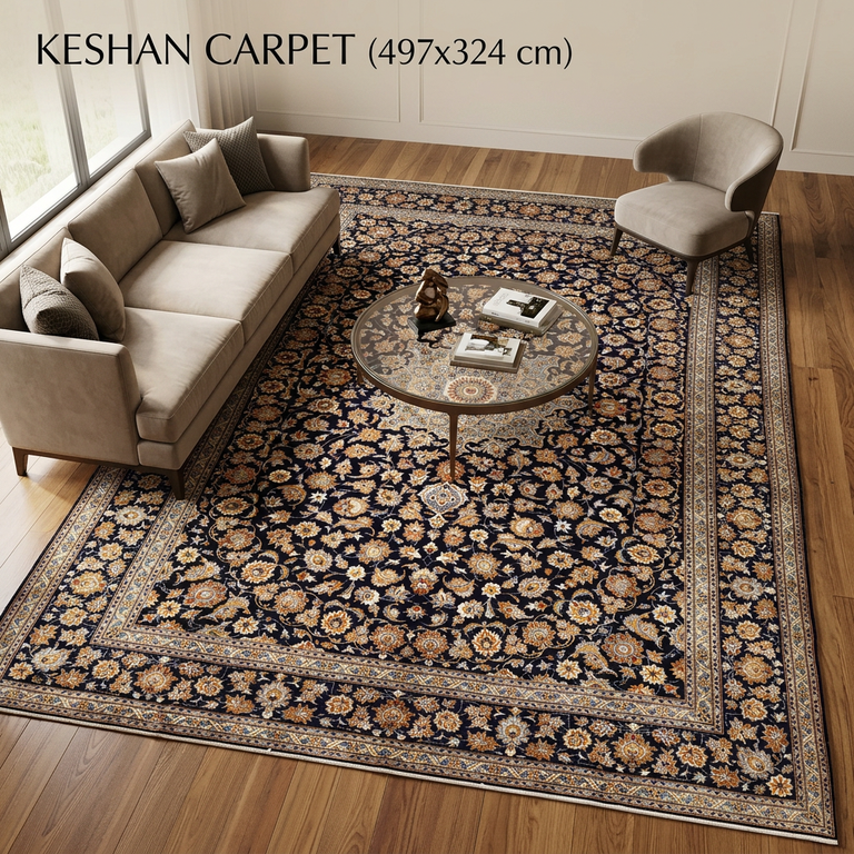 Kashan Perserteppich aus Iran, 497 × 324 cm