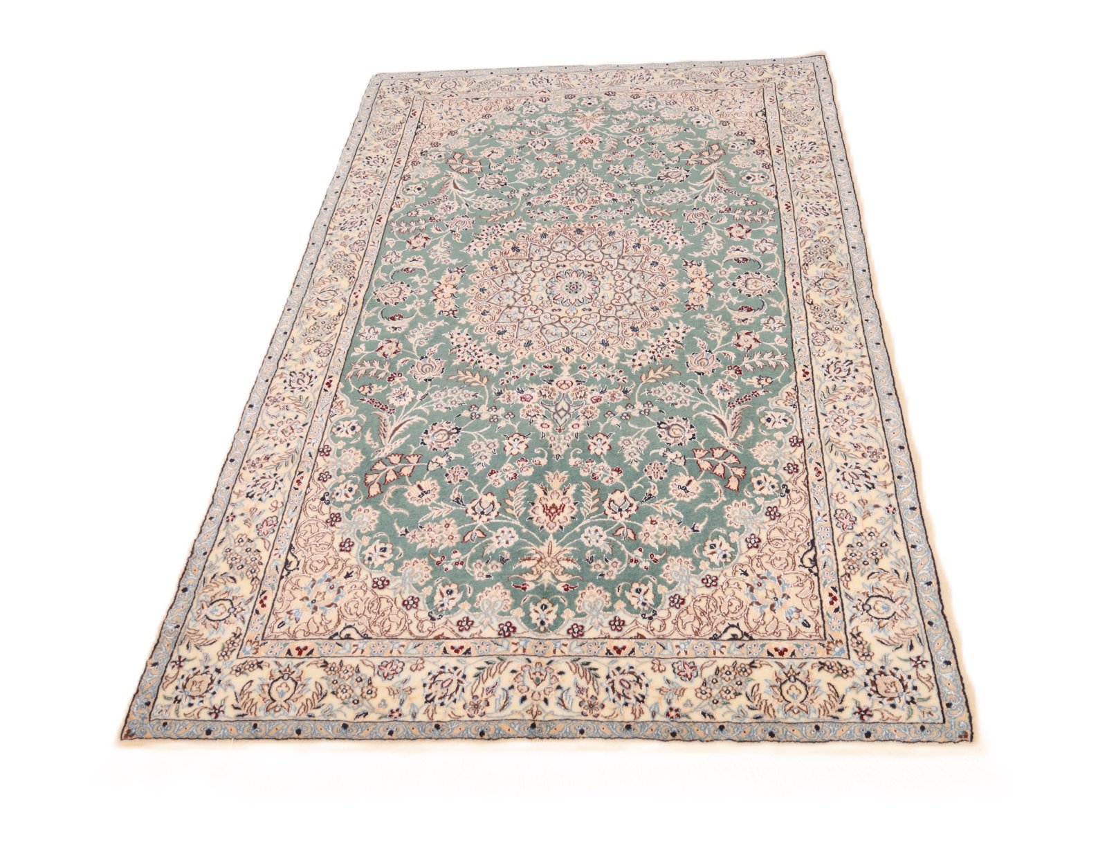Handgeknüpfter Nain Perserteppich, 178 × 114 cm, Wolle & Seide