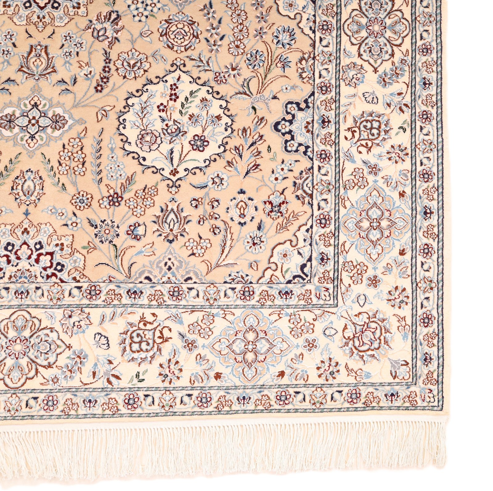 perserteppich-229-x-155-cm-wolle-seide-handgeknuepft-rot-orange-5 Nain Perserteppich aus Iran, 229 × 155 cm