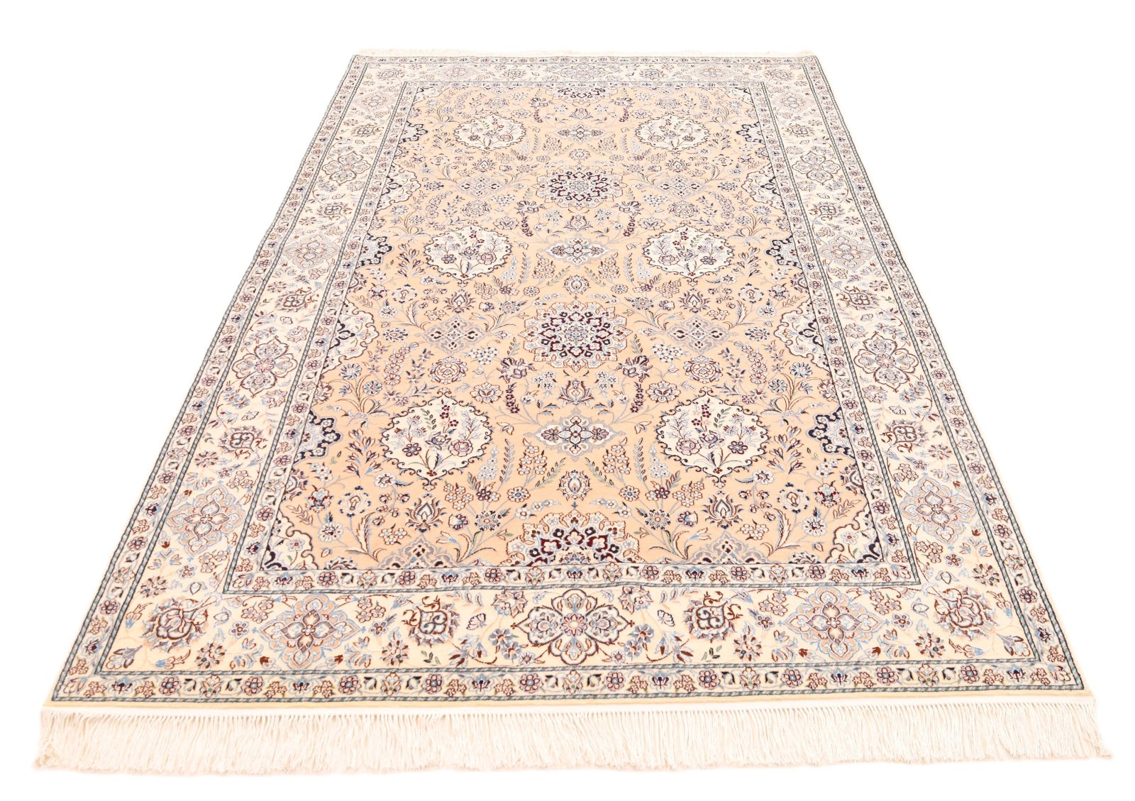 perserteppich-229-x-155-cm-wolle-seide-handgeknuepft-rot-orange-6 Nain Perserteppich aus Iran, 229 × 155 cm