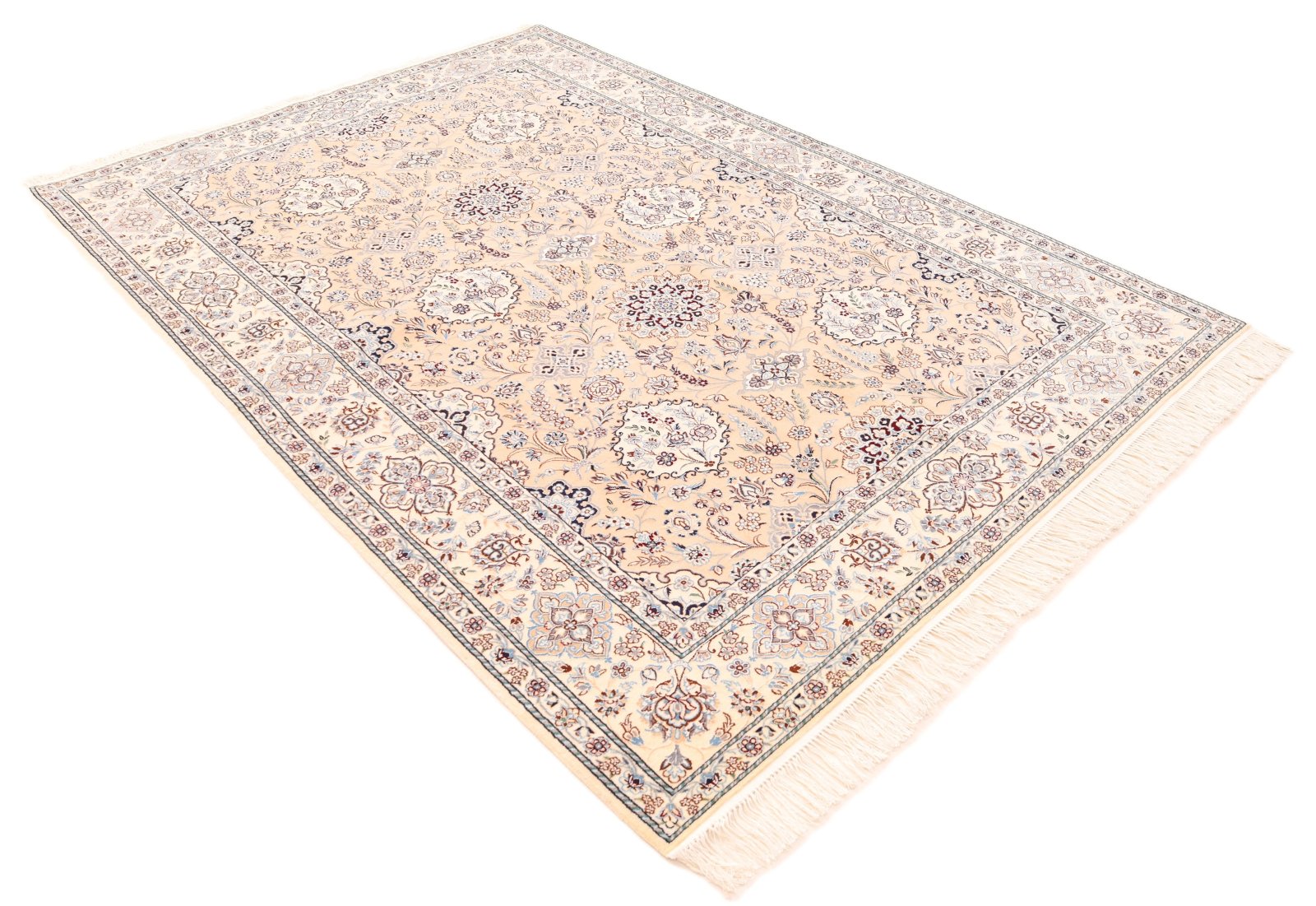 perserteppich-229-x-155-cm-wolle-seide-handgeknuepft-rot-orange-7 Nain Perserteppich aus Iran, 229 × 155 cm