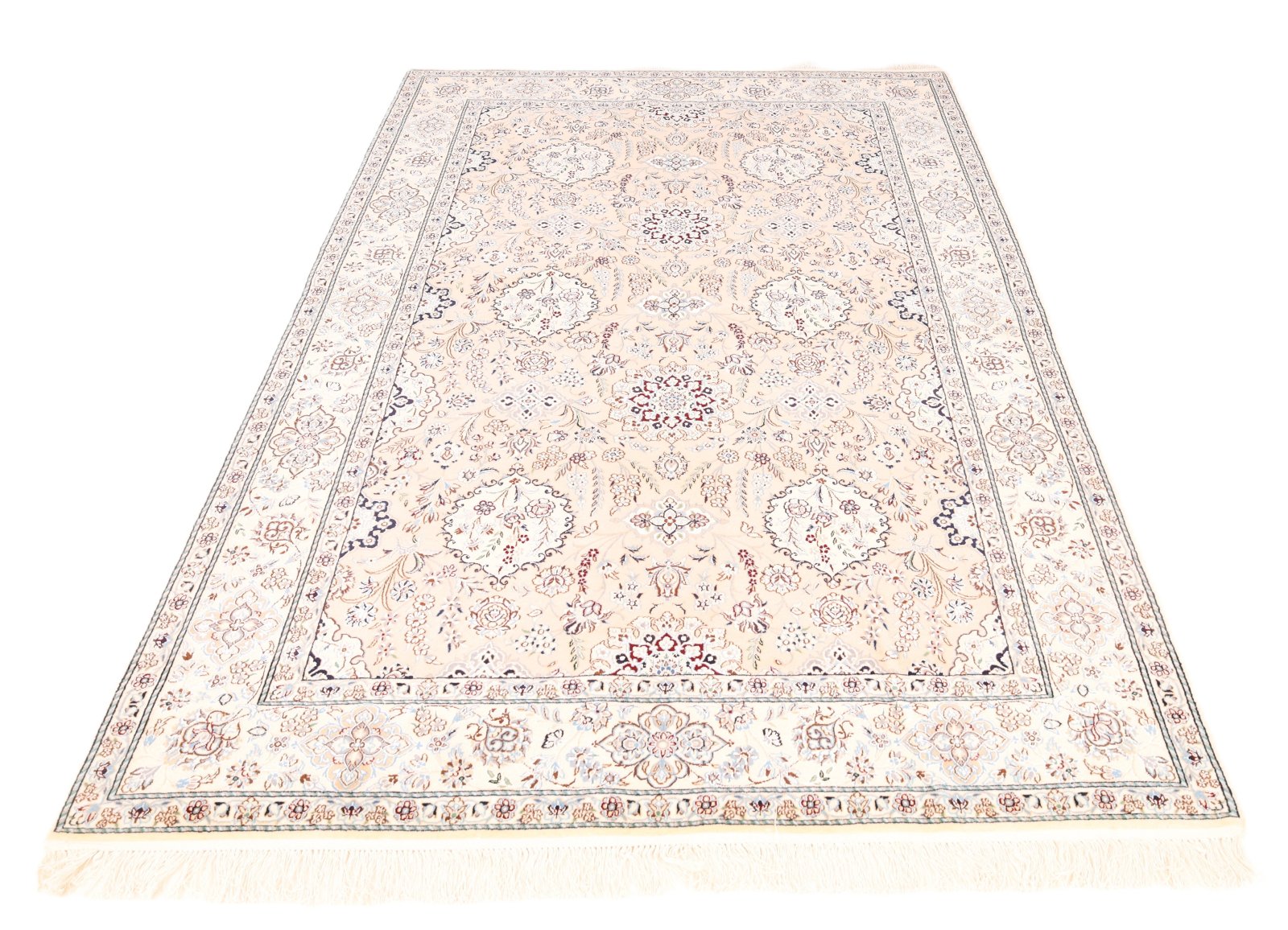 perserteppich-229-x-155-cm-wolle-seide-handgeknuepft-rot-orange-8 Nain Perserteppich aus Iran, 229 × 155 cm