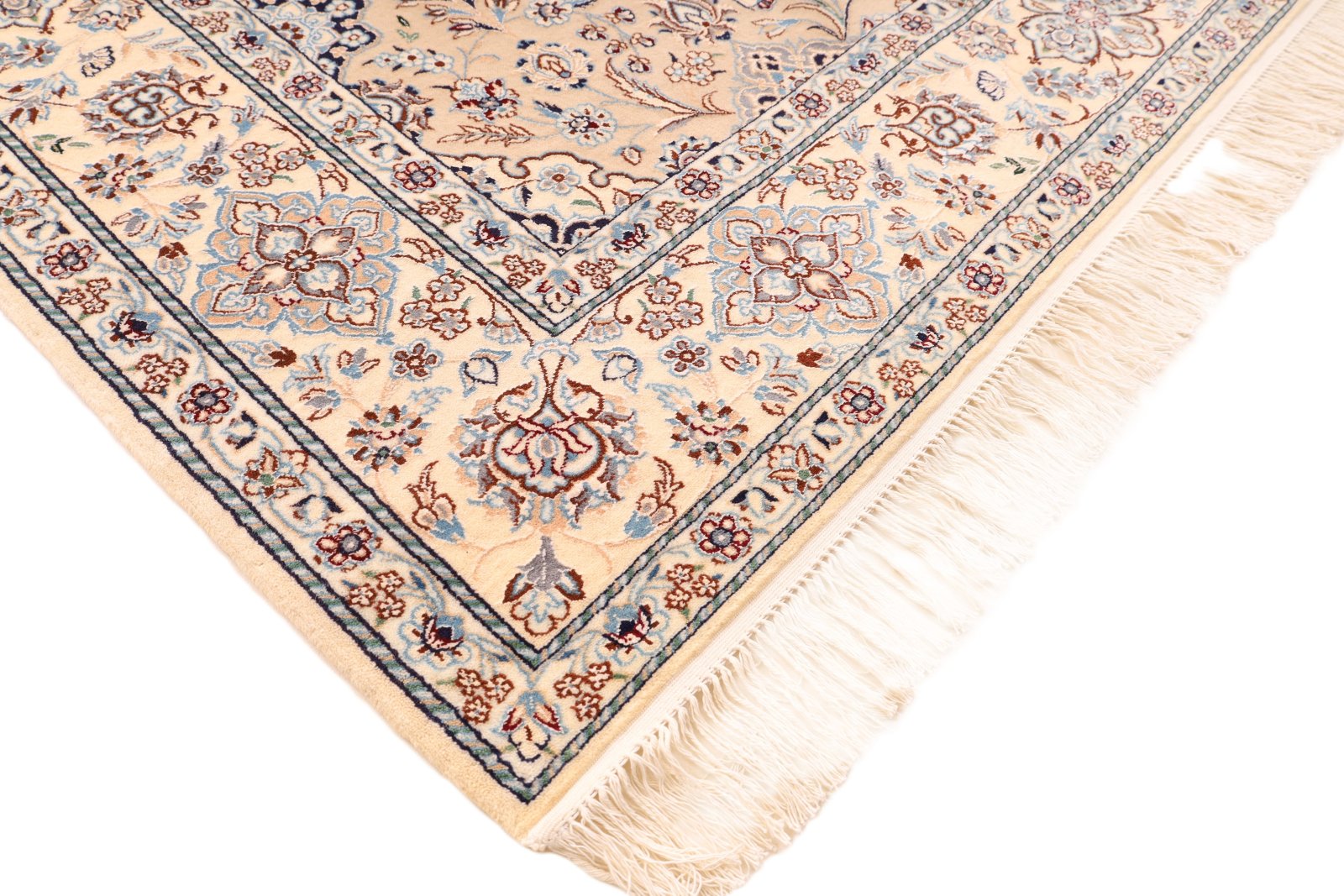 perserteppich-229-x-155-cm-wolle-seide-handgeknuepft-rot-orange-11 Nain Perserteppich aus Iran, 229 × 155 cm
