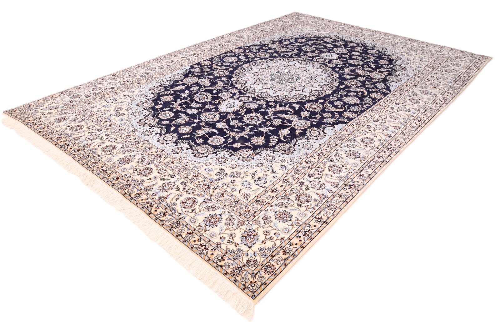 perserteppich-378-x-257-cm-wolle-seide-handgeknuepft-11 Nain Perserteppich aus Iran, 378 × 257 cm