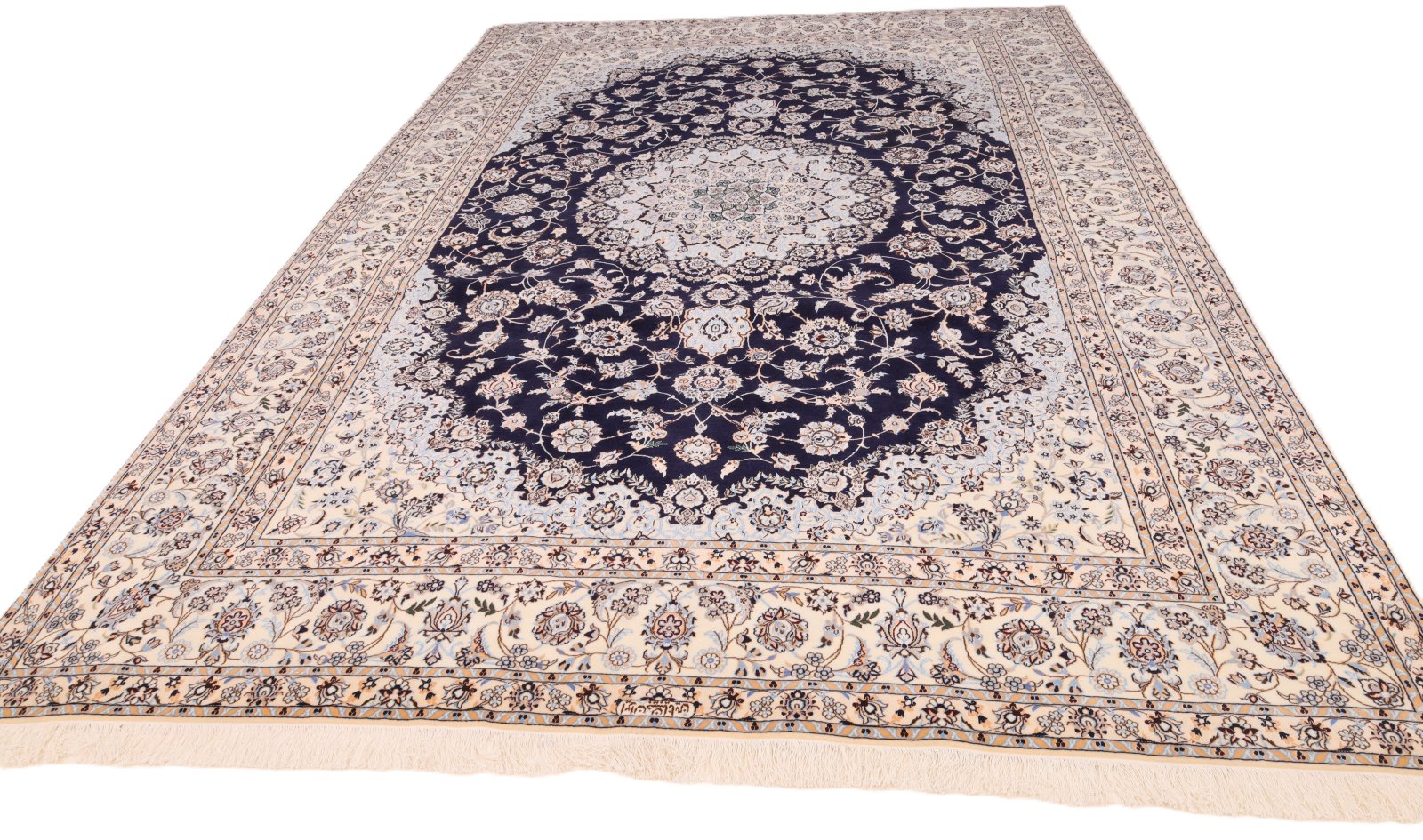 perserteppich-378-x-257-cm-wolle-seide-handgeknuepft-12 Nain Perserteppich aus Iran, 378 × 257 cm