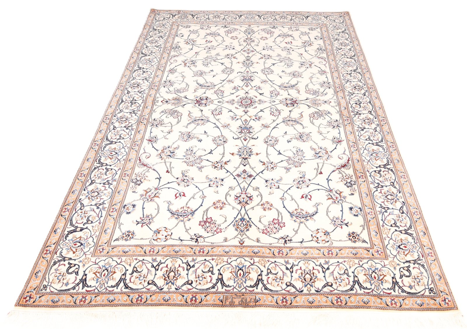 perserteppich-nain-241-x-158-cm-wolle-und-seide-handgeknuepft-8 Handgeknüpfter Nain Perserteppich, 241 × 158 cm, Wolle & Seide