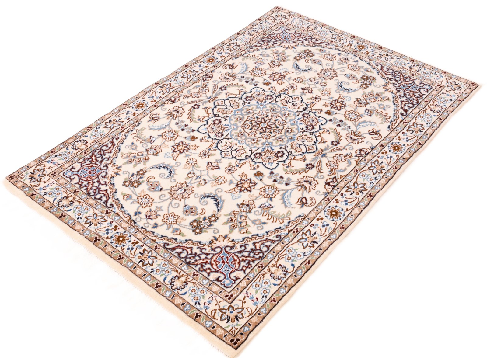 Handgeknüpfter Nain Perserteppich, 153 × 99 cm, Wolle & Seide