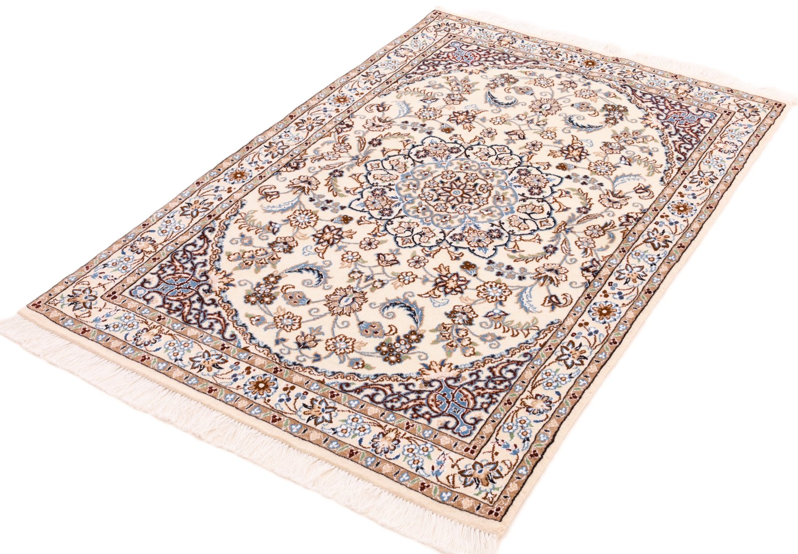 Handgeknüpfter Nain Perserteppich, 153 × 99 cm, Wolle & Seide