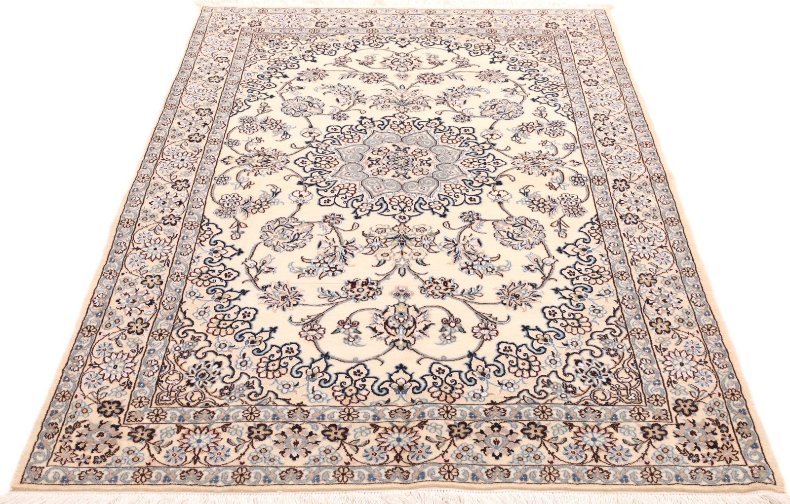Handgeknüpfter Nain Perserteppich, 212 × 137 cm, Wolle & Seide