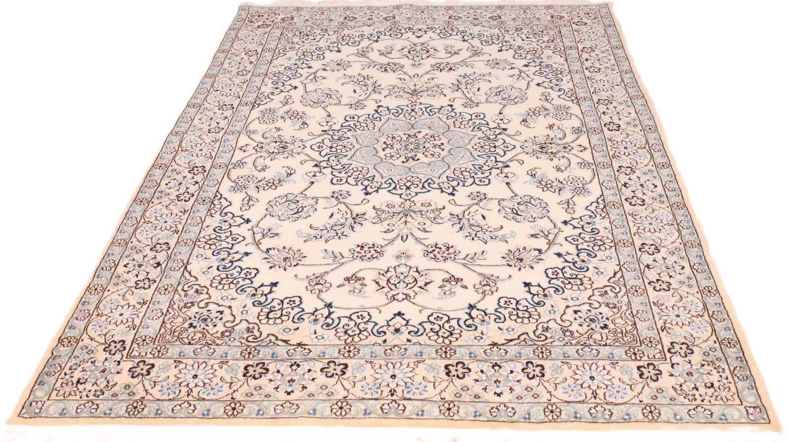 Handgeknüpfter Nain Perserteppich, 212 × 137 cm, Wolle & Seide
