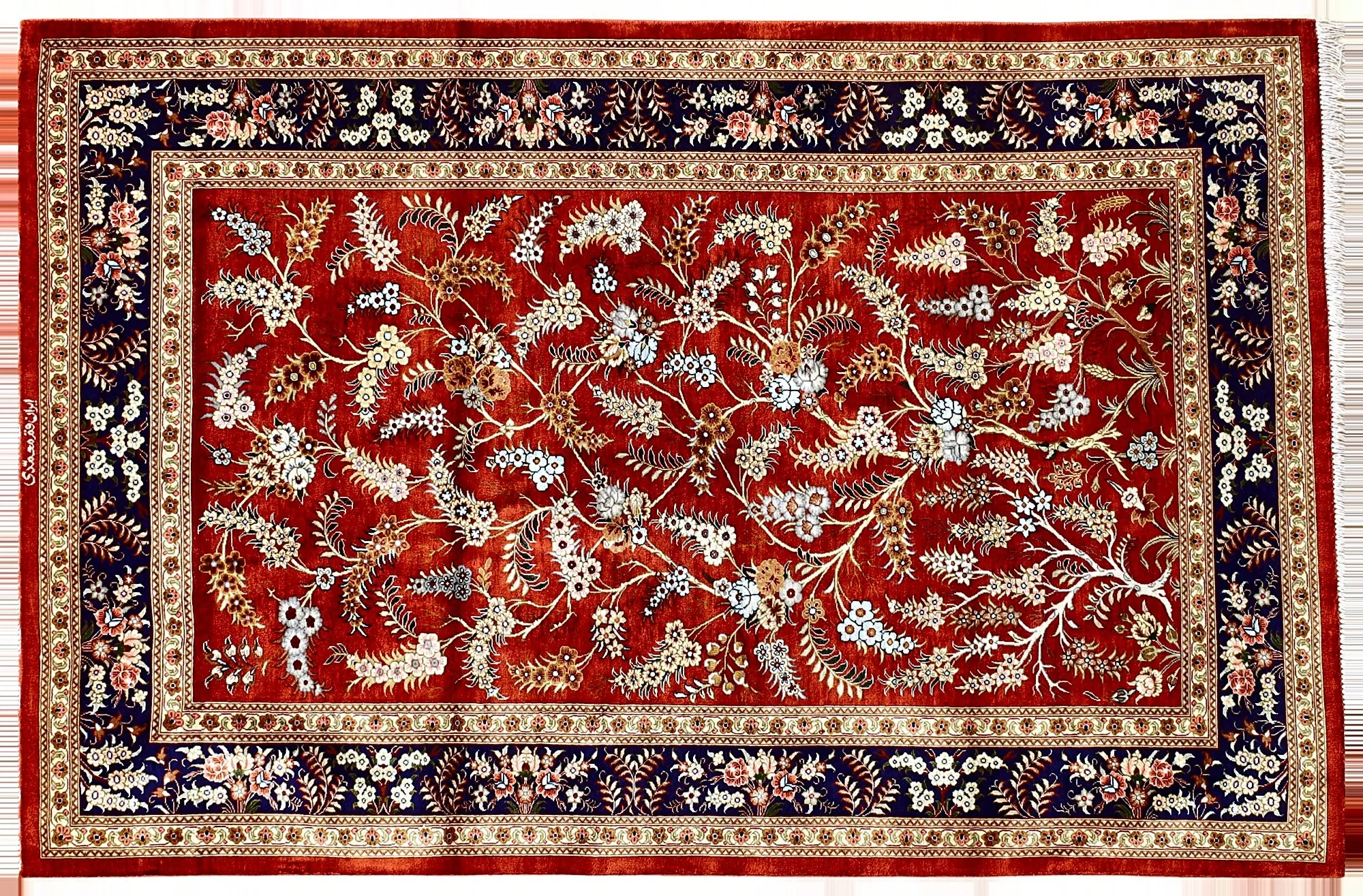 115780-01 Ghom Perserteppich 150 × 98 cm aus Seide, handgeknüpft