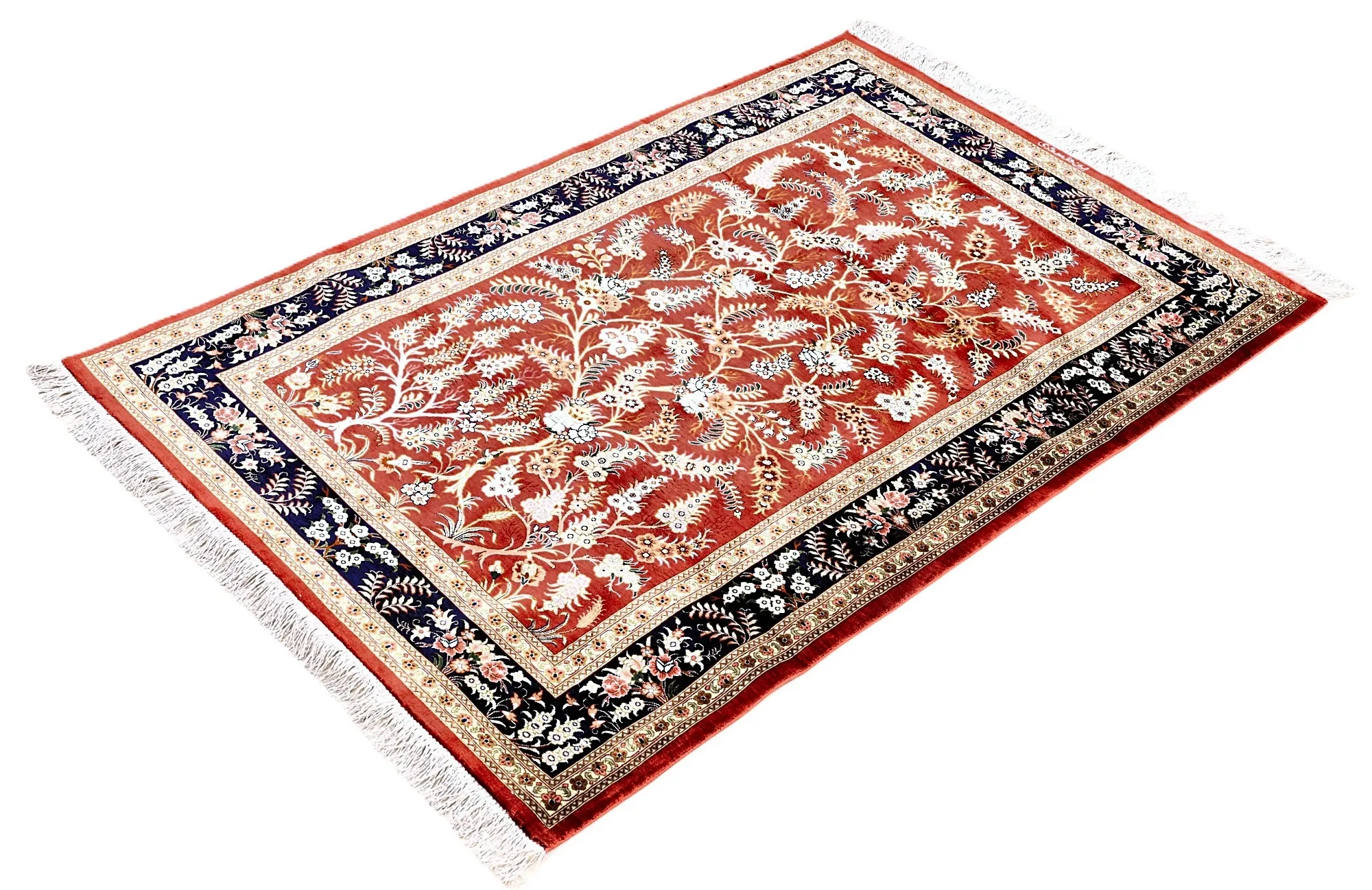 115780-03 Ghom Perserteppich 150 × 98 cm aus Seide, handgeknüpft