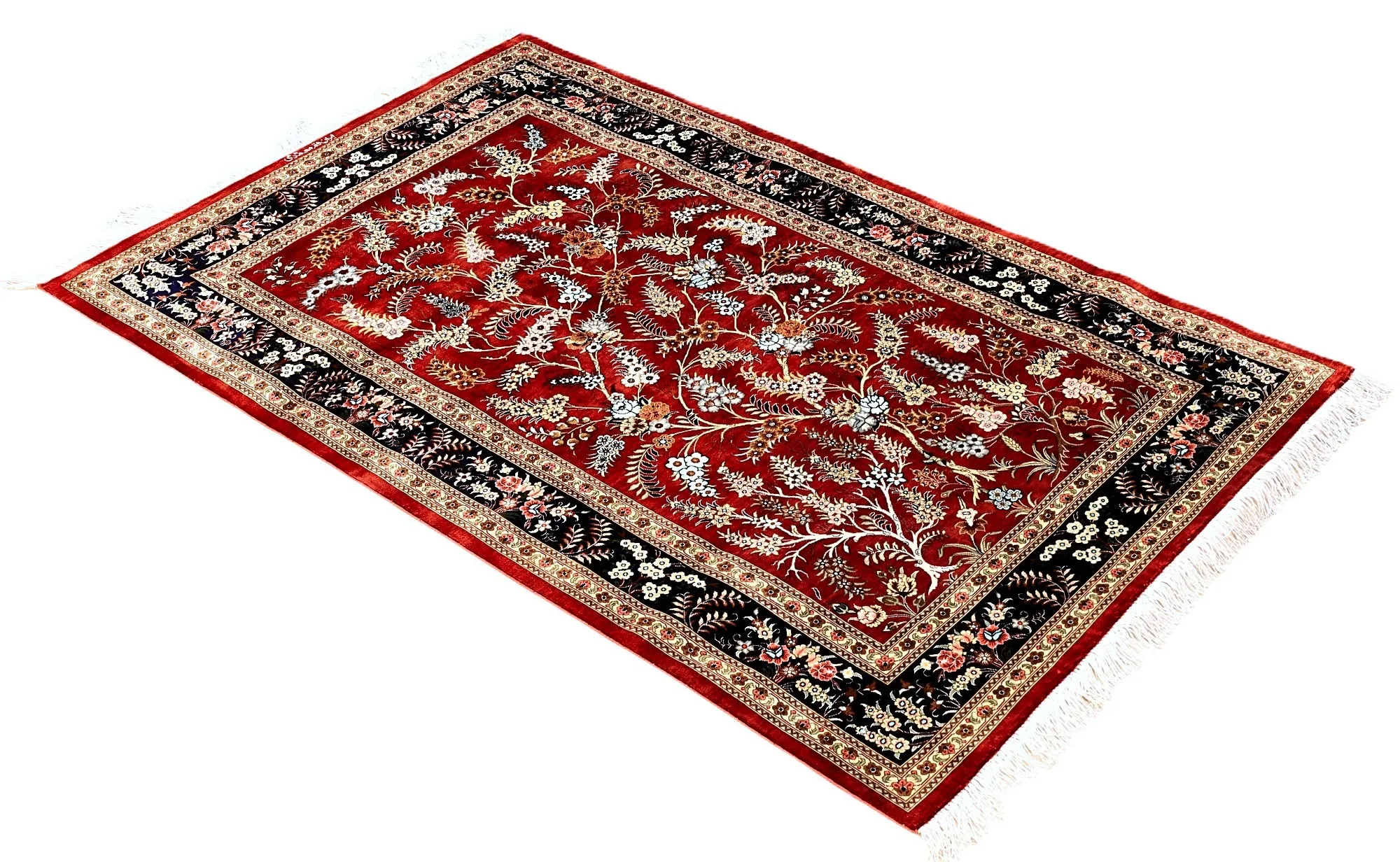115780-04 Ghom Perserteppich 150 × 98 cm aus Seide, handgeknüpft