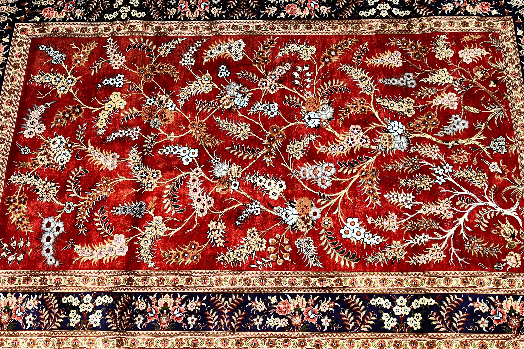 115780-05 Ghom Perserteppich 150 × 98 cm aus Seide, handgeknüpft