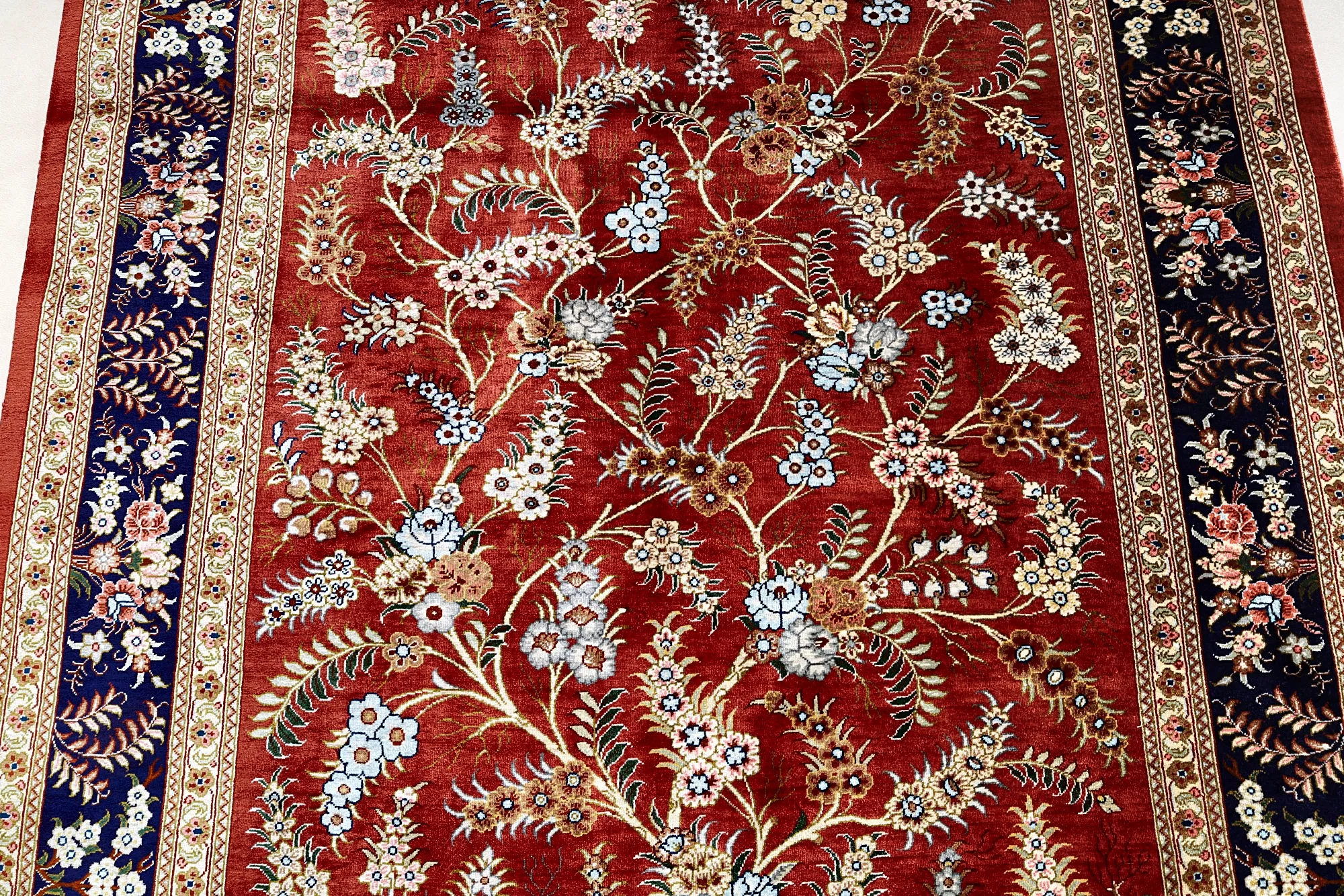 115780-11 Ghom Perserteppich 150 × 98 cm aus Seide, handgeknüpft