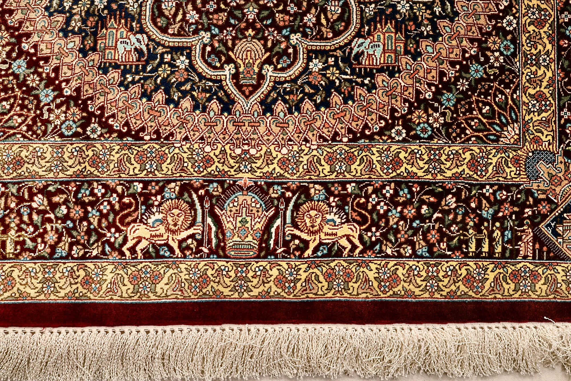 Handgeknüpfter Ghom Perserteppich, 118 × 80 cm, Seide