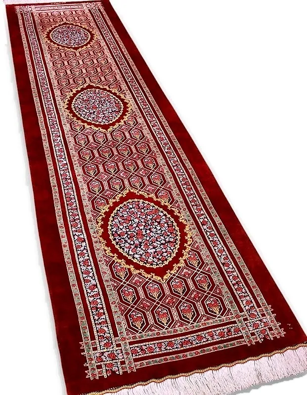 Handgeknüpfter Ghom Perserteppich, 308 × 80 cm, Seide