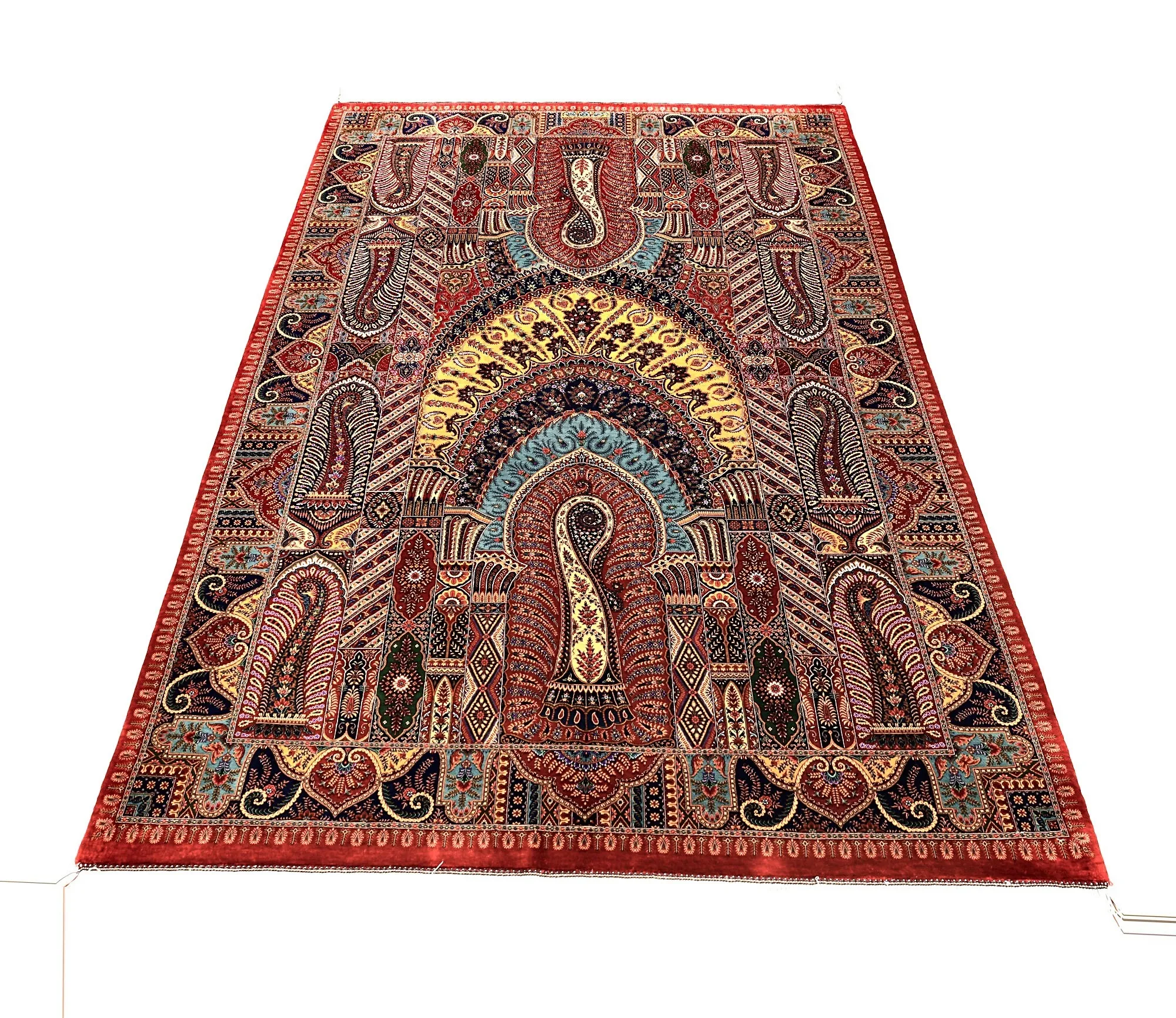 Handgeknüpfter Ghom Perserteppich, 205 × 140 cm, Seide