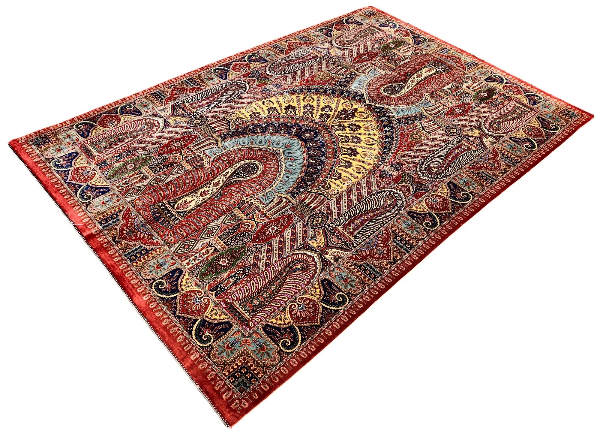 Handgeknüpfter Ghom Perserteppich, 205 × 140 cm, Seide