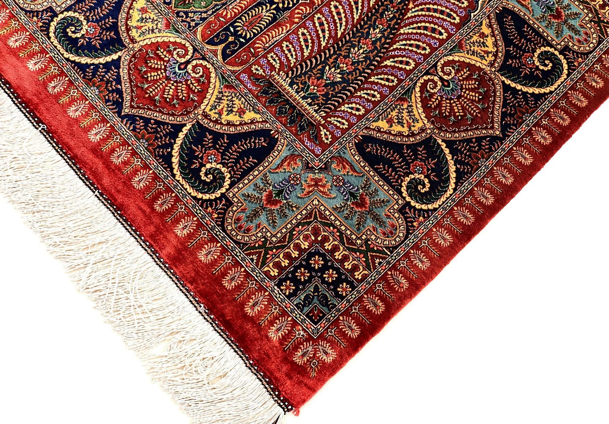 Handgeknüpfter Ghom Perserteppich, 205 × 140 cm, Seide