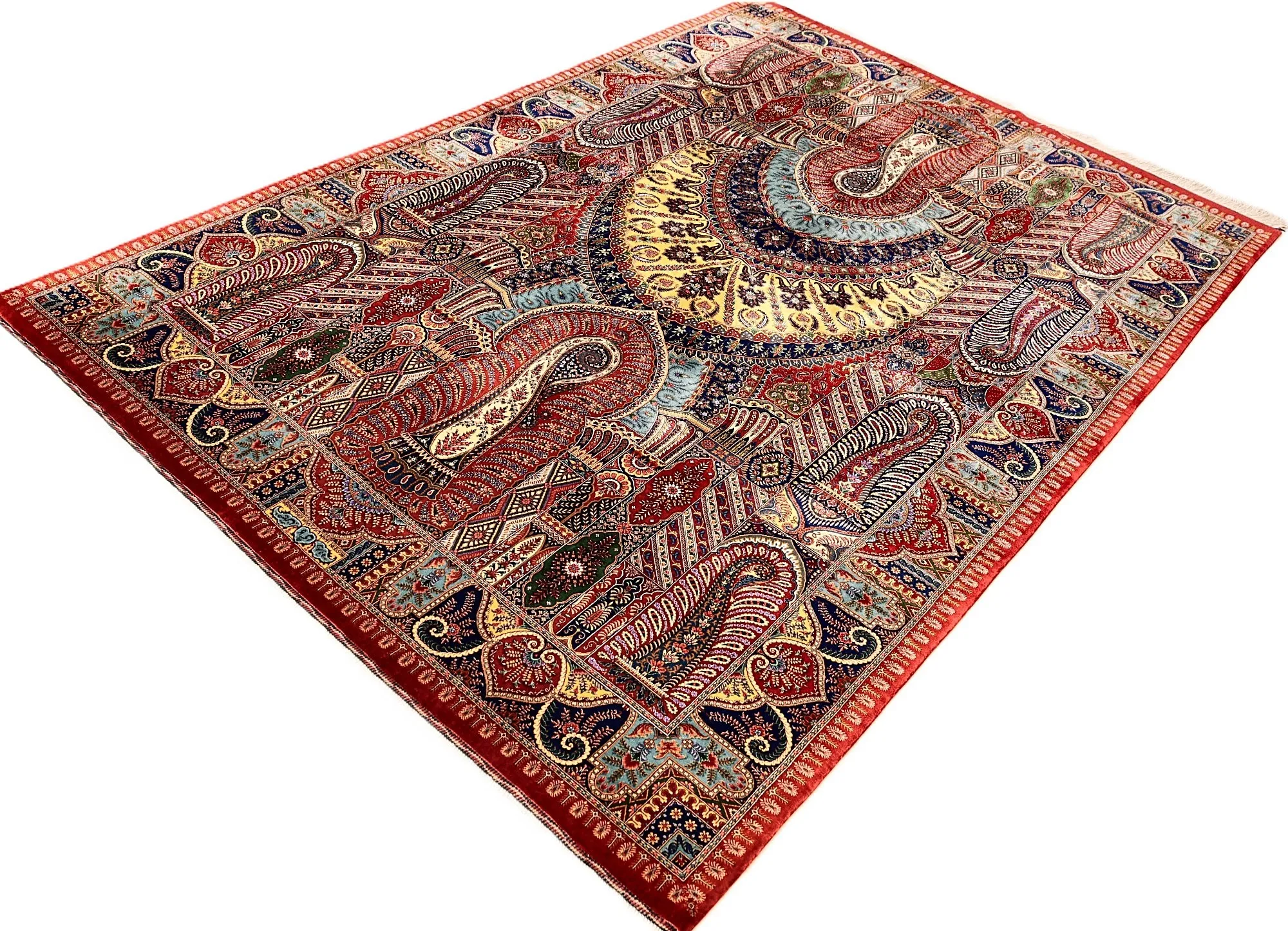 Handgeknüpfter Ghom Perserteppich, 205 × 140 cm, Seide
