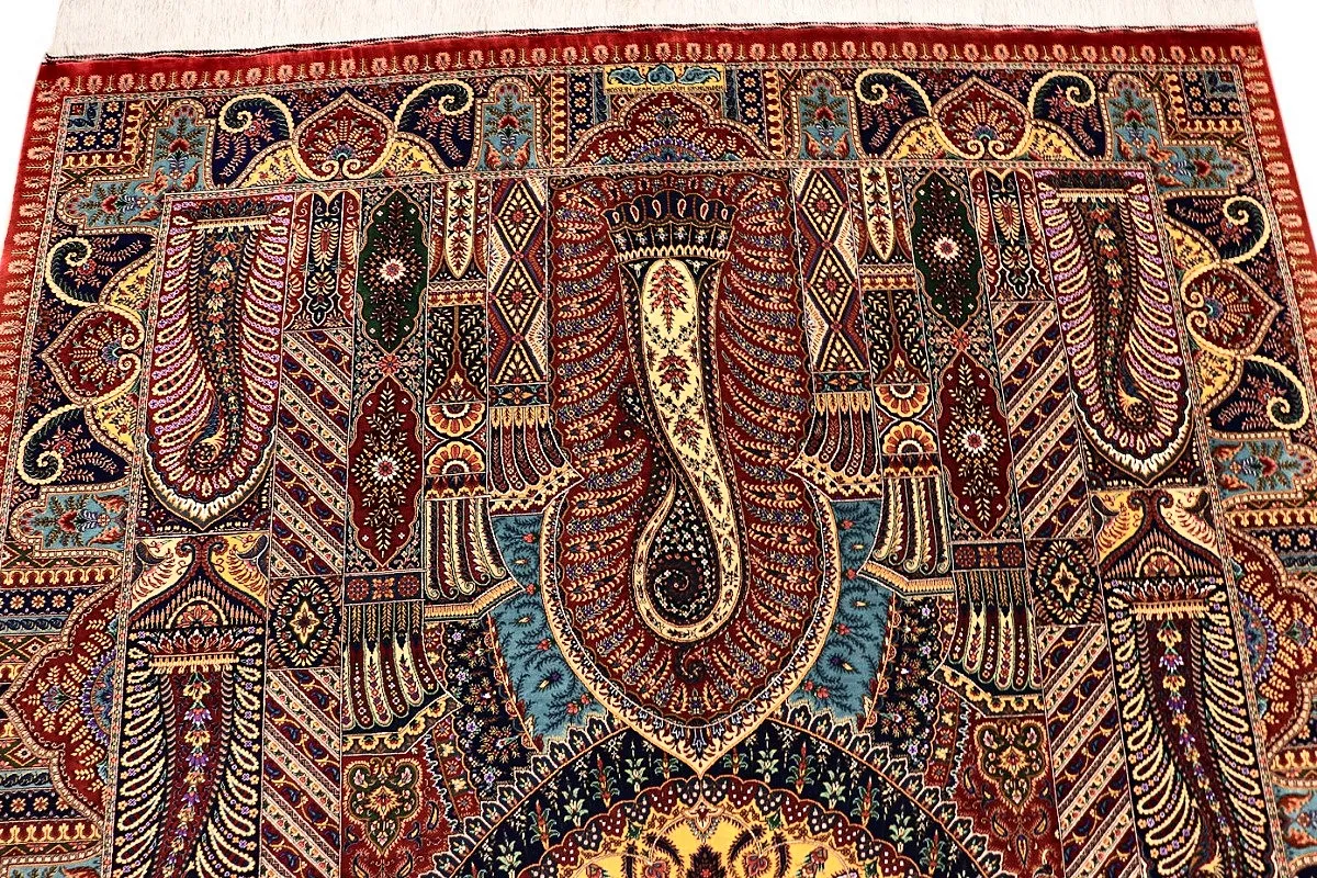 Handgeknüpfter Ghom Perserteppich, 205 × 140 cm, Seide