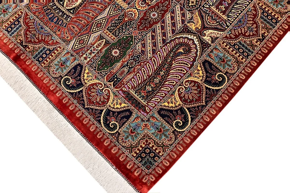 Handgeknüpfter Ghom Perserteppich, 205 × 140 cm, Seide