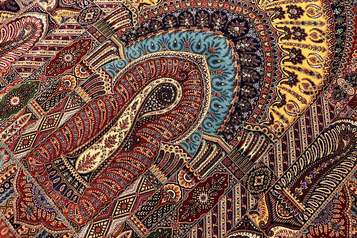 Handgeknüpfter Ghom Perserteppich, 205 × 140 cm, Seide