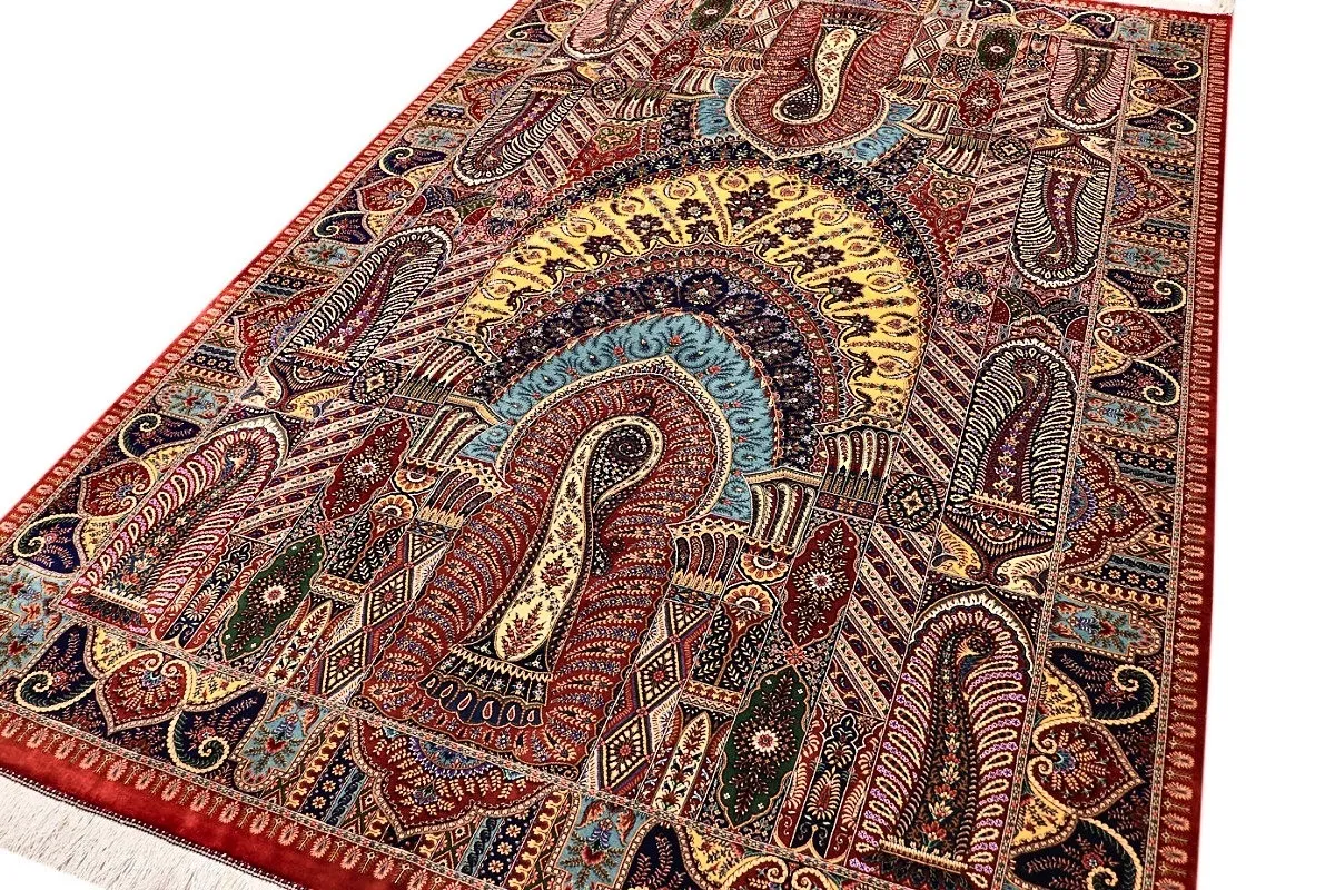 Handgeknüpfter Ghom Perserteppich, 205 × 140 cm, Seide