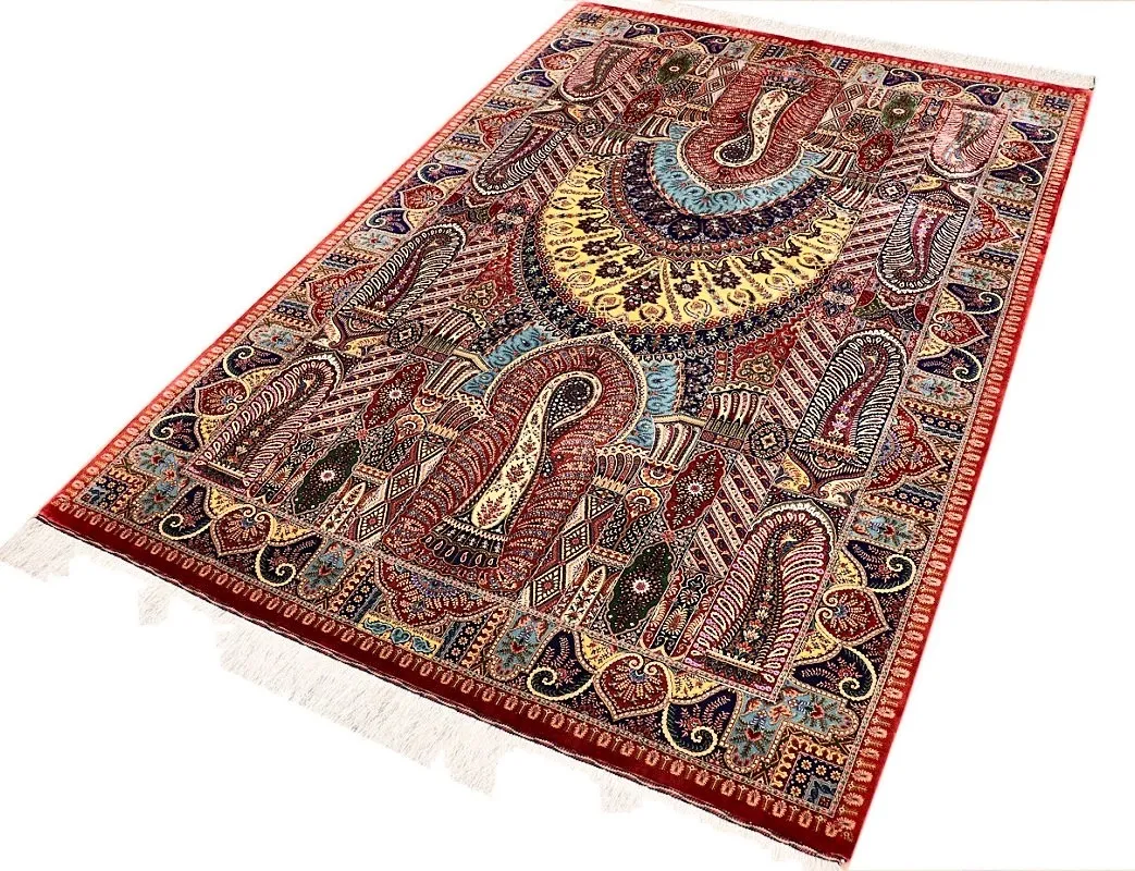 Handgeknüpfter Ghom Perserteppich, 205 × 140 cm, Seide