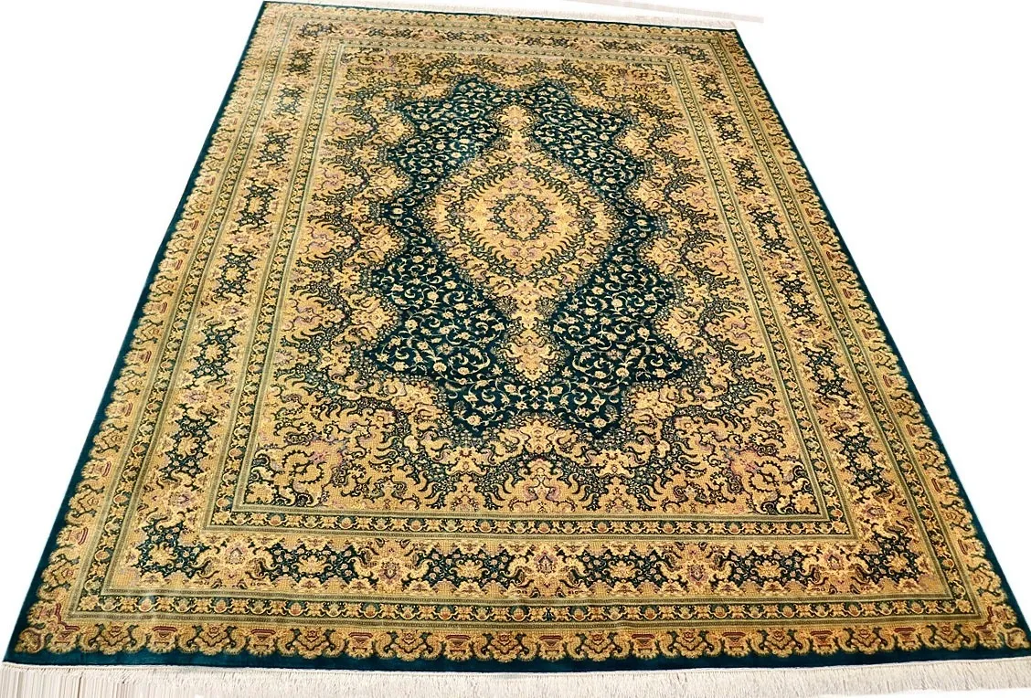Handgeknüpfter Ghom Perserteppich, 325 × 255 cm, Seide