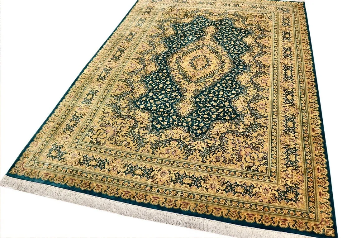 Handgeknüpfter Ghom Perserteppich, 325 × 255 cm, Seide