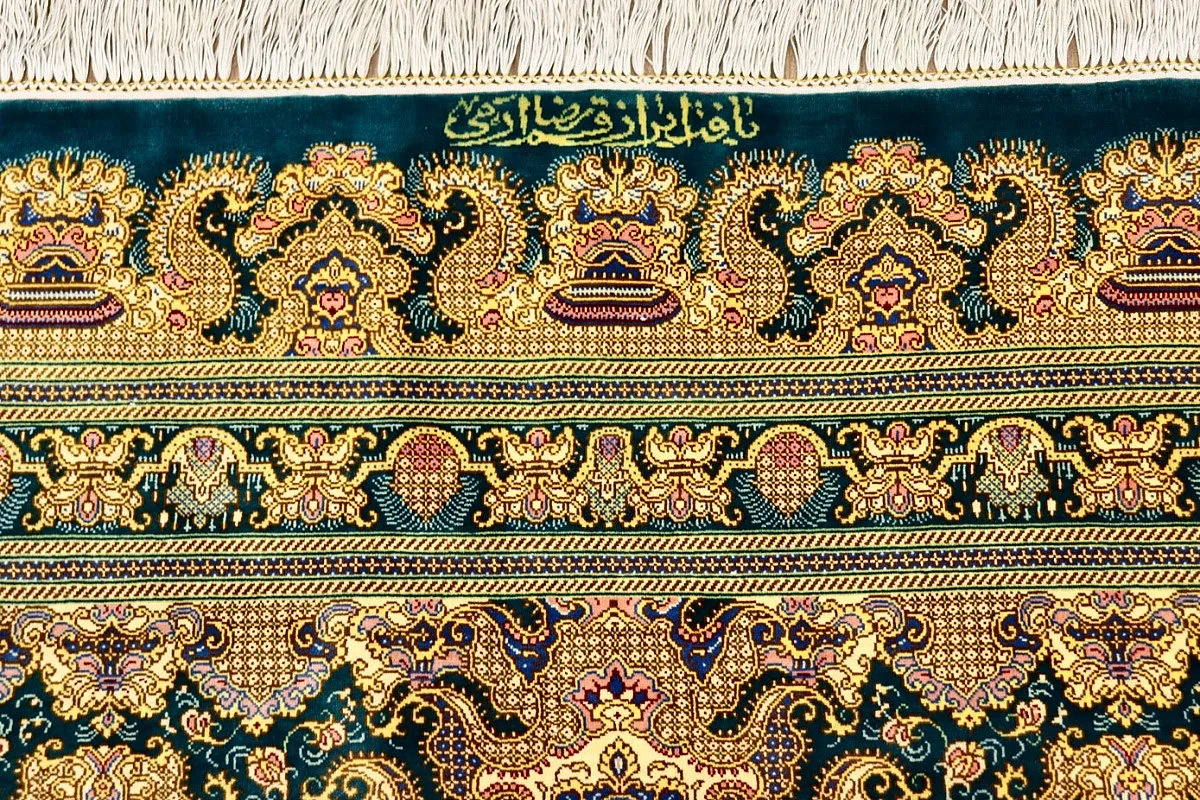 Handgeknüpfter Ghom Perserteppich, 325 × 255 cm, Seide
