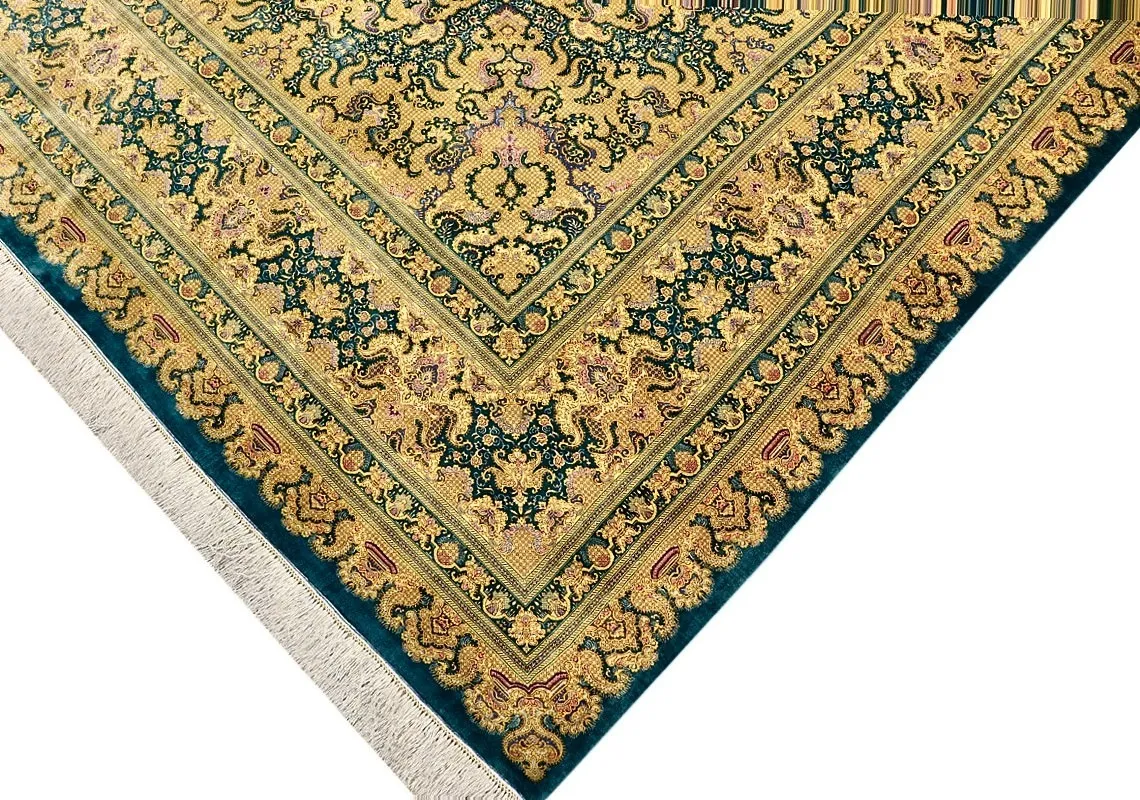 Handgeknüpfter Ghom Perserteppich, 325 × 255 cm, Seide