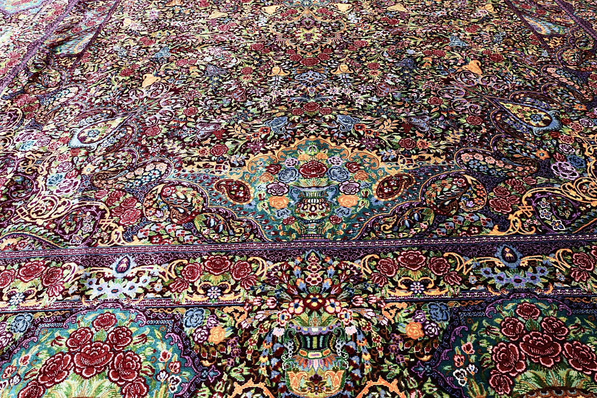 Handgeknüpfter Ghom Perserteppich, 298 × 193 cm, Seide