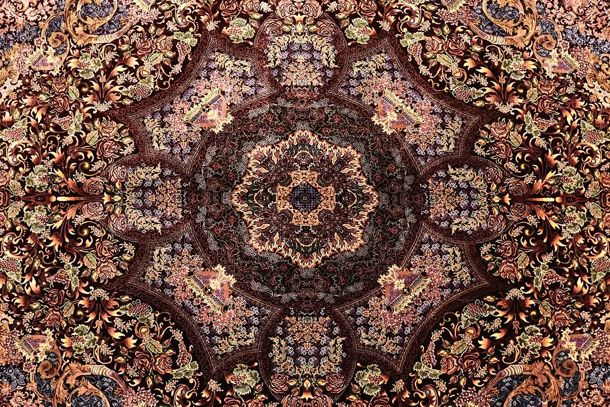 Ghom Perserteppich 305 × 205 cm aus Seide, handgeknüpft