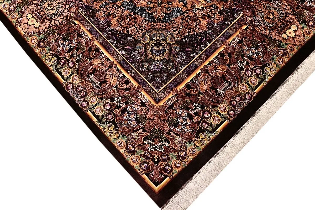 Ghom Perserteppich 305 × 205 cm aus Seide, handgeknüpft