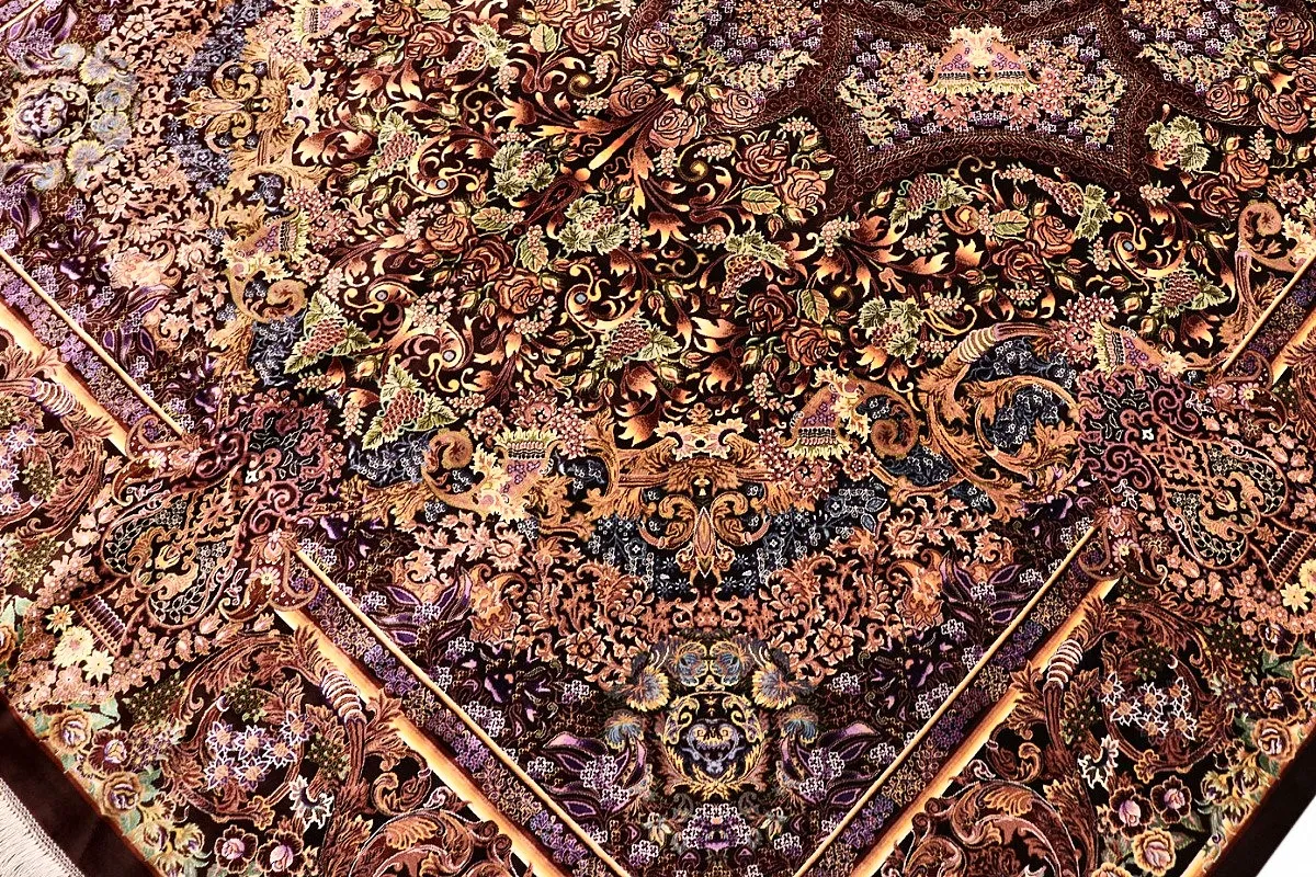 Ghom Perserteppich 305 × 205 cm aus Seide, handgeknüpft