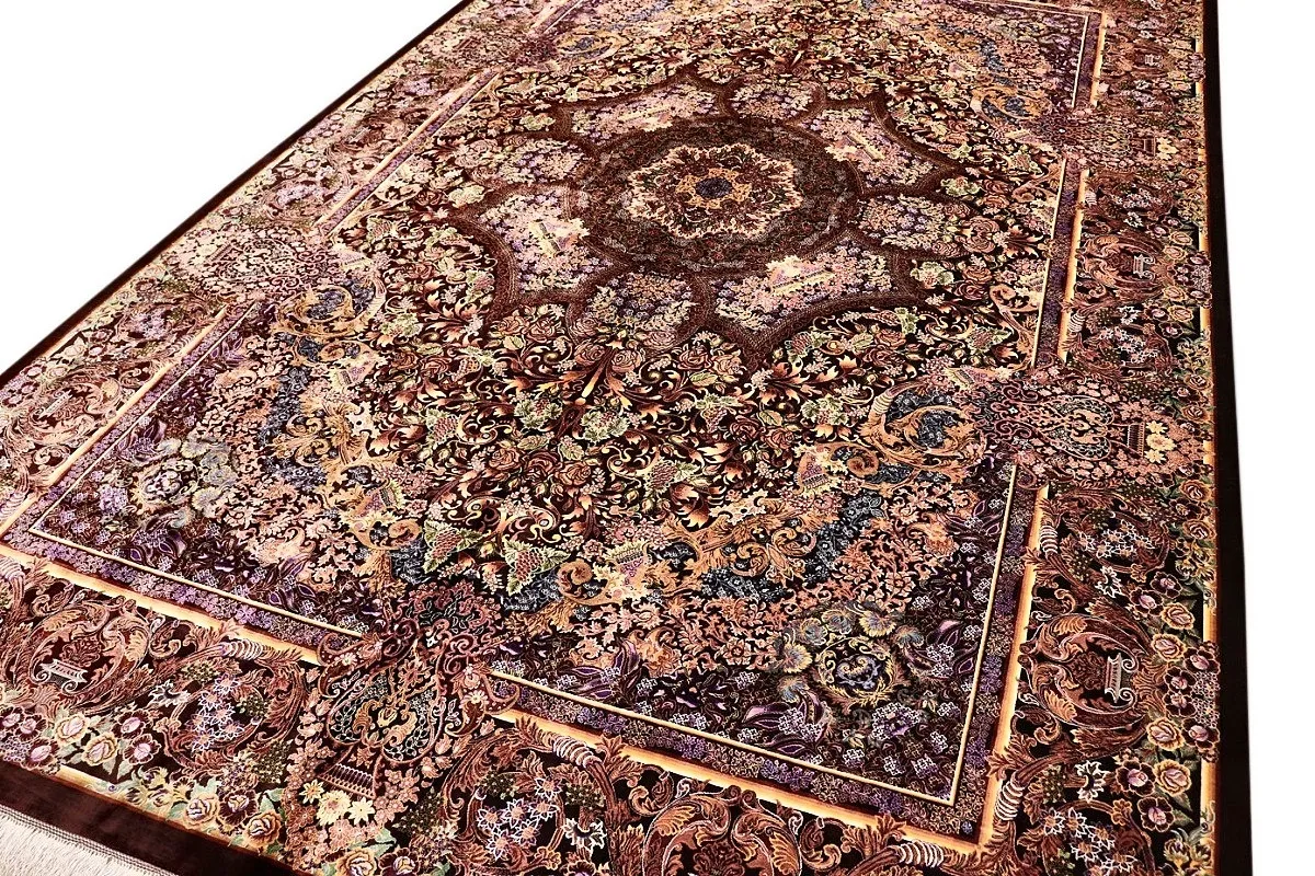 Ghom Perserteppich 305 × 205 cm aus Seide, handgeknüpft