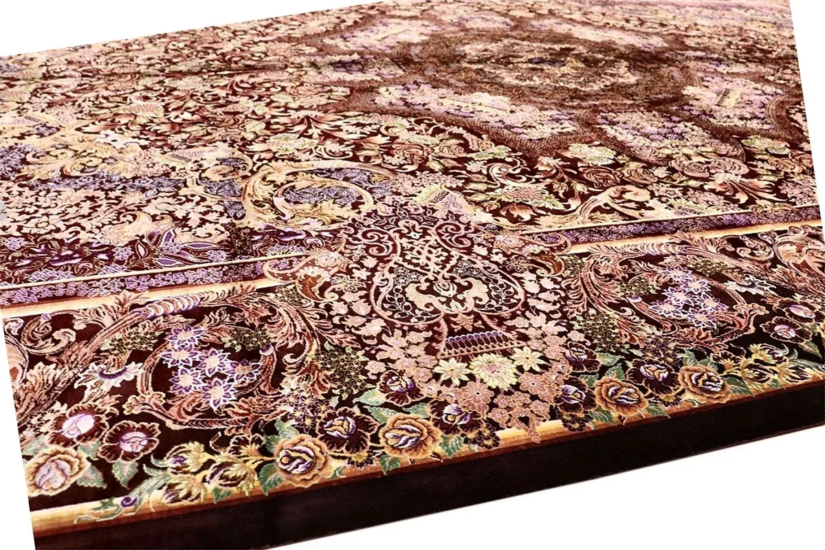 Ghom Perserteppich 305 × 205 cm aus Seide, handgeknüpft