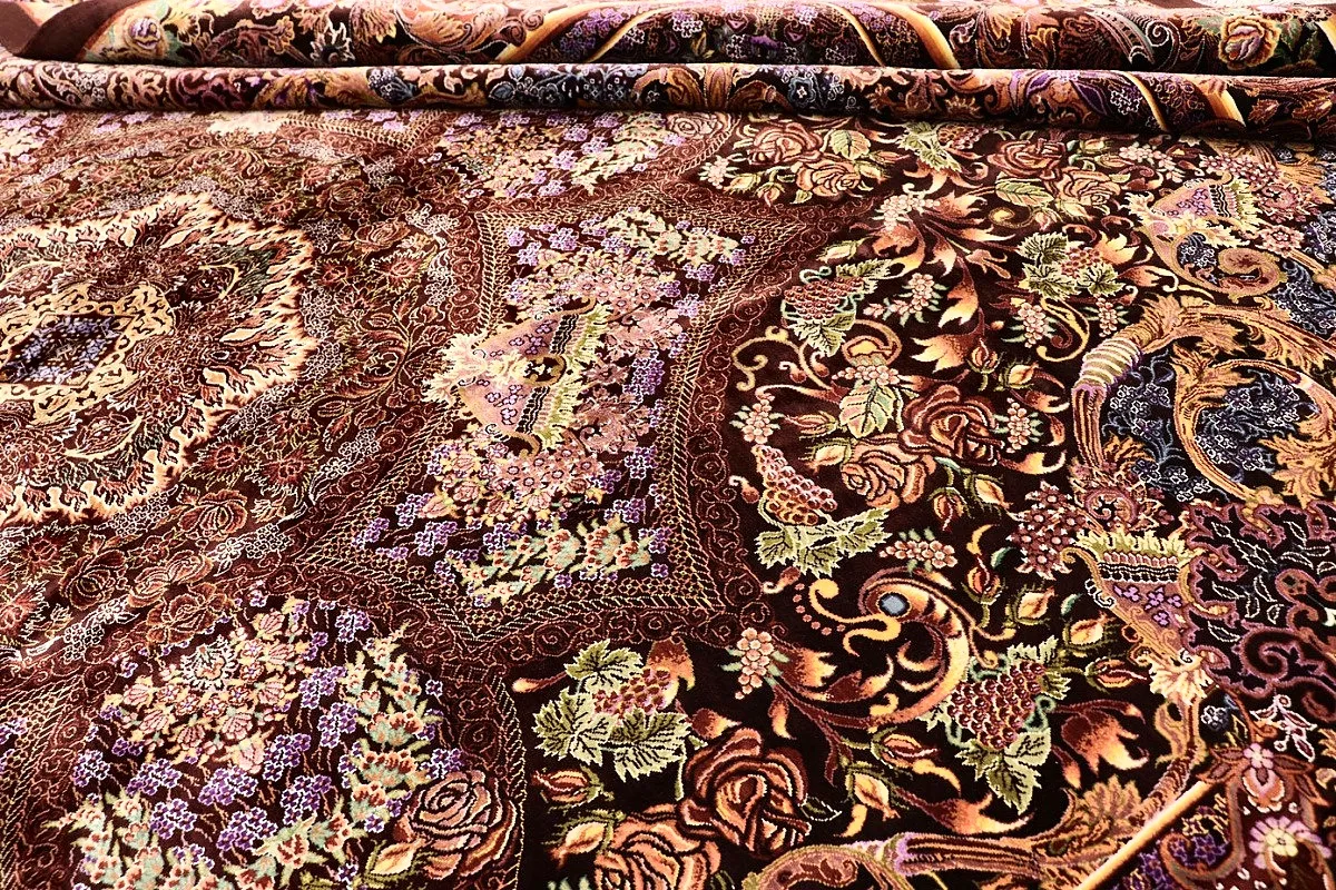Ghom Perserteppich 305 × 205 cm aus Seide, handgeknüpft