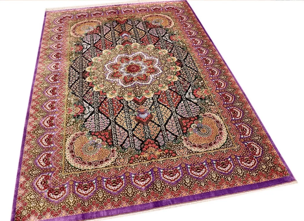 Handgeknüpfter Ghom Perserteppich, 295 × 200 cm, Seide