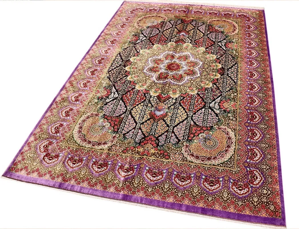 Handgeknüpfter Ghom Perserteppich, 295 × 200 cm, Seide