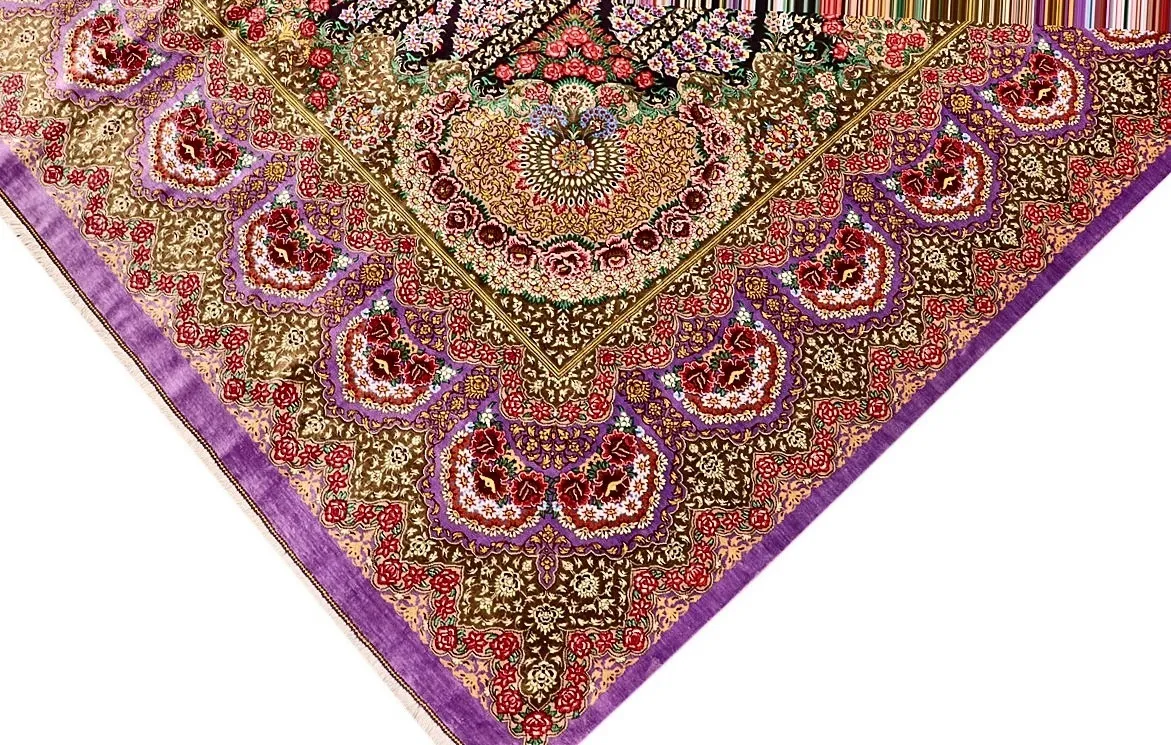 Handgeknüpfter Ghom Perserteppich, 295 × 200 cm, Seide