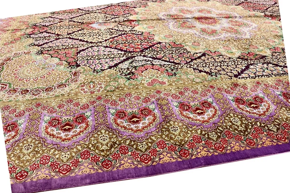 Handgeknüpfter Ghom Perserteppich, 295 × 200 cm, Seide