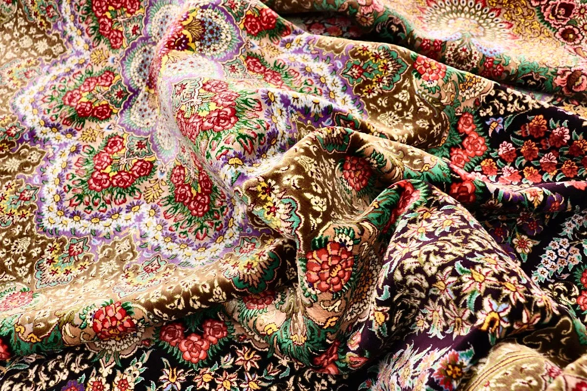 Handgeknüpfter Ghom Perserteppich, 295 × 200 cm, Seide