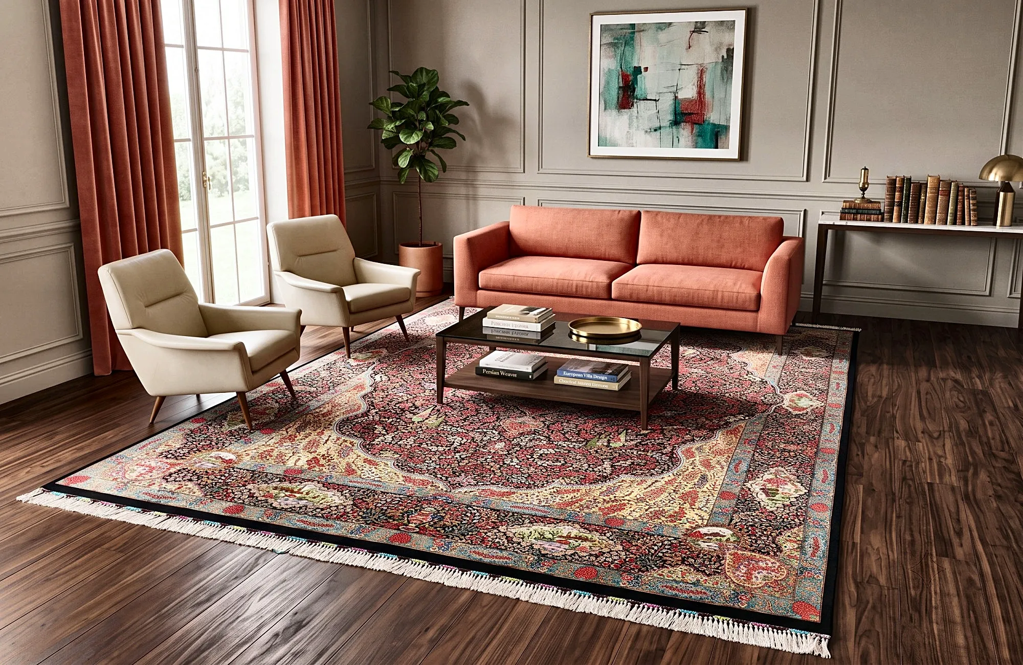 Ghom Perserteppich aus Iran, 300 × 200 cm